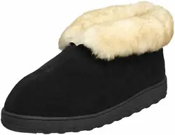 Split-toe slipper boot featuring genuine shearling at lining and ankle-hugging folded cuff. Shearling fleece and wool...