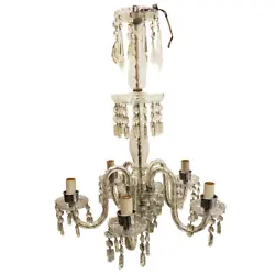 Stunning and showy all glass 3 tier art deco chandelier. There is a break in the fixture as shown in the photos. Kill A...