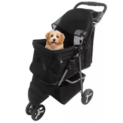 Lightweight & Compact: The pet stroller can be easily folded, for easy storage and a car trunk,it does not take up...