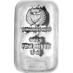 Germania Mint silver bars are 999.9 Fine. Obverse: Features the Germania Mint logo and individualized serial number....