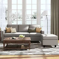 Convertible sofa with movable ottoman, the chaise of the couch can be either on the right or the left side. It takes...
