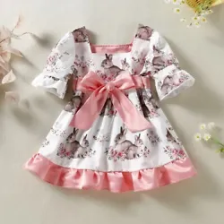 Easter Bunny Rabbit Short Sleeve Girls Bow Dress. I will do my best to resolve it.