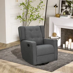 Clean lines and polyester linen upholstery give this recliner a modern and chic look that will added style and class....