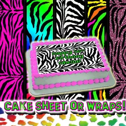 Cuttable zebra patterns in various colors. Made with PREMIUM edible frosting paper and PREMIUM edible ink. Making...