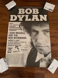 This is an original concert poster for Dylans performance in Barcelona, Spain on June 16, 1989. Poster has been rolled...