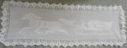 Table Runner, White, Filet Crochet, Thread, New, Horse, Carriage, Western, Sled. What a lovely addition to a table. Can...