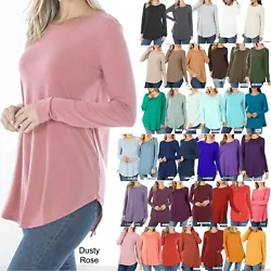 ZENANA 2103P Long Sleeve Tee Tunic Knit Top T-Shirt Crescent Hem Relaxed Fit. Relaxed Fit Long Sleeve Tunic Tee....