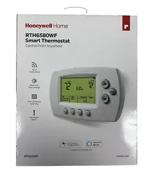 HONEYWELL RTYH6580WF SMART THERMOSTAT. DISPLAY OPTIONS (C OR F TEMPERATURE DISPLAY 12 OR 24 HOUR CLOCK). SECURE NETWORK.