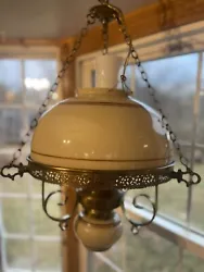 Oil hanging lamp converted to electric.