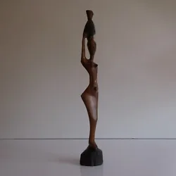 Sculpture wood statuette African woman handmade art deco ethnic design twentieth France France. Discrètes traces...