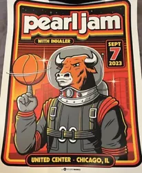 For sale is the Pearl Jam/Bulls astronaut poster for the show on 9/7/2023 by Mark 5 JamotilloItem will be shipped in a...