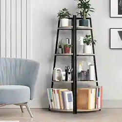 Hommoo 4-Tier Corner Ladder Wood Shelf, Modern Display Rack, Multipurpose Bookshelf Plant Stand for Living Room and...