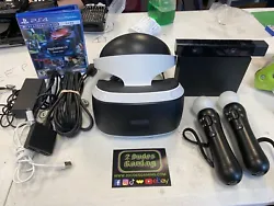 D4 PlayStation VR with controllers and camera Complete W/Demo Disc. Tested and cleaned. Works great.Comes with the...
