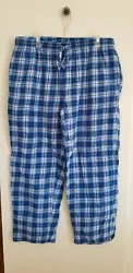 Foundry Mens XLT Blue Plaid Cotton Lounge Wear Pants in excellent, gently worn condition.  Side pockets, adjustable...
