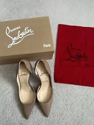 CHRISTIAN LOUBOUTIN IRIZA 100 Kid Leather PUMPS 36 Pointed Toe Half D’Orsay Heel. WITH BOX and Red SackPre Owned all...