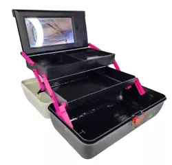 Vintage Caboodles of Calif Model 2630 Plano Molding Co. Makeup Box. Color- Black, White, Pink Condition is preowned....
