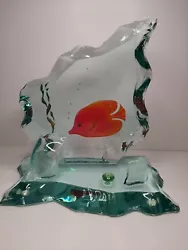 Vintage Iceberg Etched Fish Sculpture Signed by Norbae 3=0 Beautiful Piece. Ready to Ship, Thanks for Looking.