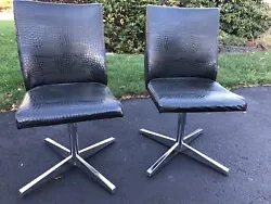 Vintage Howell Interlake Chairs Black Faux Alligator chrome leg SWIVEL BEAUTIFUL. A GREAT EBAY FIND!!Please check out...
