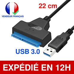 Câble Adaptateur SATA vers USB 3.0. USB 3.0 et rétrocompatible avec USB 2.0/1.1. Vitesse de transfert.