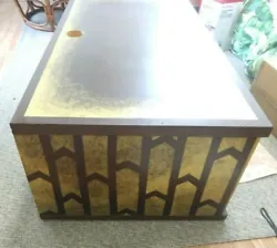 Custom Hand Painted TV Stand like new. 42x24x16 inches of dark wood grain painted with modern gold embellishments in...