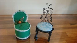 Tramp art style. green hand made chair.