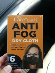 Pk 6 Anti Fog Lens Cloth Eyeglasses Cleaning Wipe Grey Fabric Reusable Face Mask.  New with sealed and 6 individually...