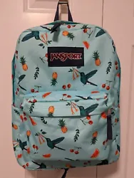 Jansport Backpack Aqua Hummingbirds And Fruit. Approximately 16x12x5.  Very good to excellent pre-owned condition....
