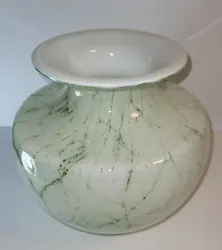 Vantage Polland Glass Vase. White with green veining and gold speckles.  No chips or cracks.