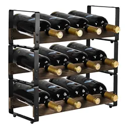 【Wave Board Design】- The liquor bottle holder rack made of solid wood and iron, durable and stable. You can use it...