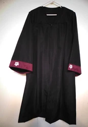 Texas A & M Graduation Gown. Logo sleeves.