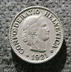 10 RAPPEN 1921. This coin was minted in 1921 in Bern, Switzerland. OLD COINS OF SWITZERLAND. Weight: 3.0 g.