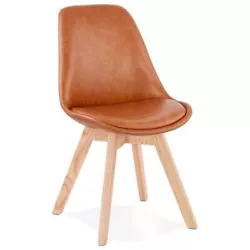 Chaise de salle à manger. Couleur : Marron & Naturel. Design & Chic. Design dinspiration industrielle. Rembourrage de...
