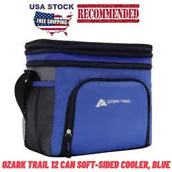 Ozark Trail 12 Can Camping Soft Sided Cooler with. Removable Hard Liner, Blue. Adjustable, padded shoulder strap....