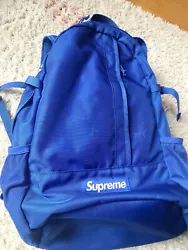 Gently used Supreme Cordura SS18 Backpack Royal Blue. Been stored in the closet for several years. Slight signs of wear...
