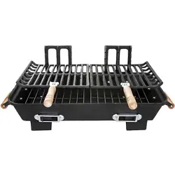 This BBQ Cast iron hibachi charcoal grill features two multi-positional cooking grids. Charcoal Grates are steel wire...