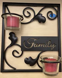 Family Wall Plaque With Two Candle Holders W/ Candles Included.