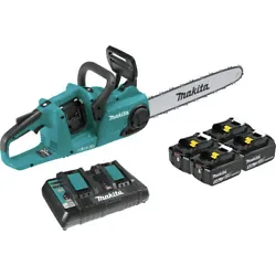 Model XCU04PT1. Makita 18V X2 (36V) LXT Lithium-Ion Brushless 16 in. Cordless Chain Saw Kit with 4 Batteries (5 Ah)....