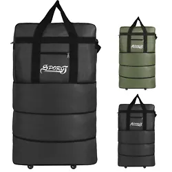 This rolling duffle bag has 3 layers with zipper. It can be expanded to 3 different sizes by the zipper as you needed....