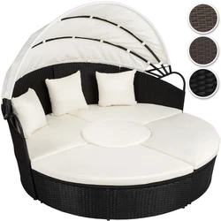 Salon de Jardin, Chaise Longue, Transat, Bain de Soleil Coquille en Aluminium et Résine Tressée + Pare Soleil + 3...