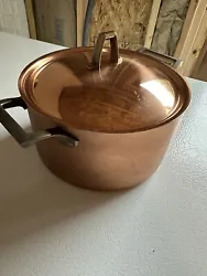 Vintage PAUL REVERE 1801 Copper Pot With Lid Brass Cookware 3 QT Great Condition