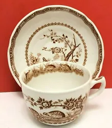 10 sets of 1921 Furnivals Brown Quail pattern Teacup and saucer sets for a total of 20 pieces. Embossed 