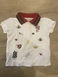 Gucci clothes toddler Polo Shirts 18-24months. Condition is good. There are some stains but not really noticeable.