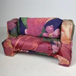 Vintage Dollhouse Miniature Upholstered Sofa Couch Cushion Love Seat Floral Toy. Item shows some minor wear / spots of...