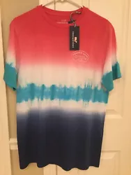 The color is Tie Dyed colors of Red, White Turquoise and Navy blue. The size is Small. Never been worn.