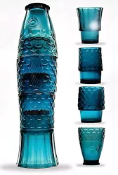 When stacked, these four glasses take up far less space than traditional glasses. 4-piece retro chic stackable fish...