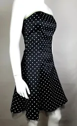 Style: Strapless Tulle Above the knee Polka Dot Dress with Boning on sides, Concealed Back Zipper, Lined....