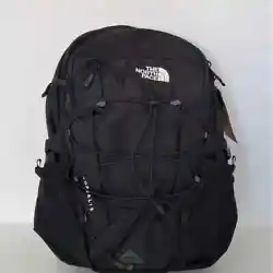 COLOR: TNF BLACK. STYLE: Borealis. Front elastic bungee for external storage. Comfortable, padded top haul handle. Ave....