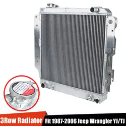 3 Row Aluminum Radiator+Fan Shroud Relay For Jeep 1987-2006 Wrangler TJ YJ L4 L6. 1987-2006 Jeep Wrangler YJ/TJ 2.4L...