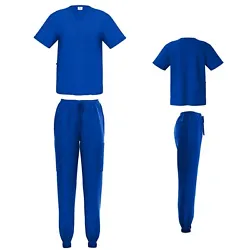 Unisex stretch Jogger scrub set. Elastic jogger cuff. All around elastic waistband. 1 top pocket and 2 on the bottom. 3...