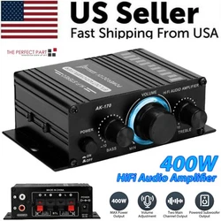 HiFi Power Amp only, no power cable. 🔊[2 Channel Output] 20W+20W RMS mini amplifier, the max power out can reach...